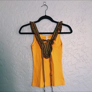 Petro Zillia || Yellow Boho Tank Top